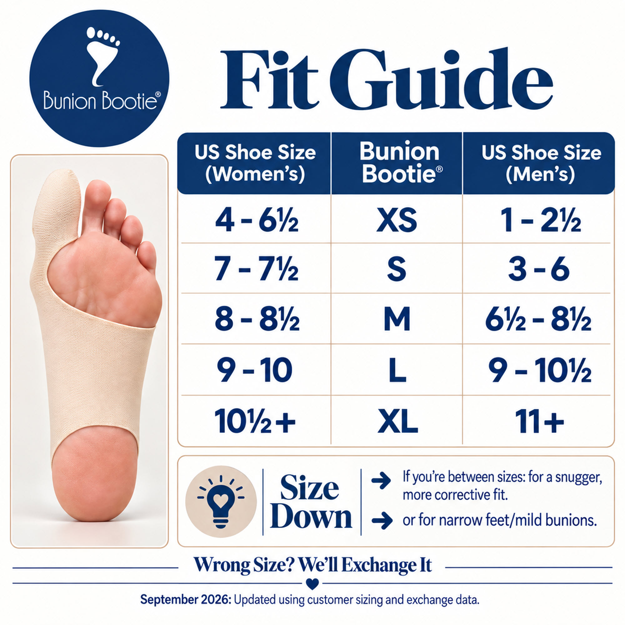 Fit Guide Tan Back Label