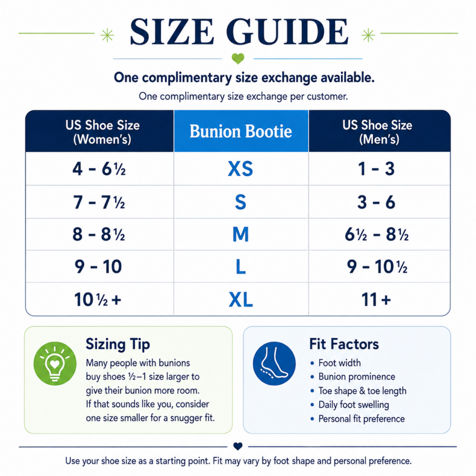 Website Size Guide Bunion Bootie